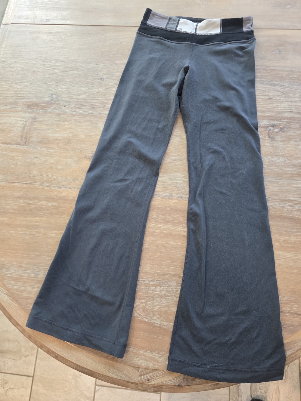 lululemon athletica Black Flare Yoga Pants with Contrast Waistband